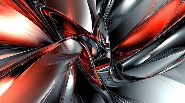 Abstract Dynamic Shapes In Red, Black, And White Colors