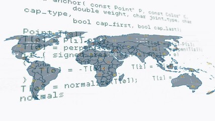 Poster - On world map fading in, C++ code sliding, computing geometry and returning vectors for network view