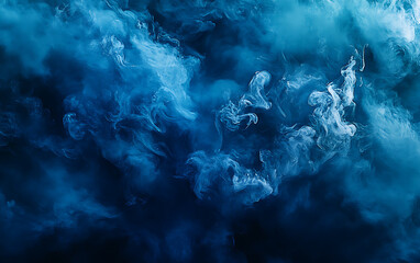 Poster - Blue background with a dark blue gradient, a dark and mysterious atmosphere, a smoky texture, a deep sea color, a watercolor effect, a dark blue color palette, detailed brushstrokes.