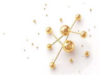 Poster - Golden Molecular Structure Model on White Background