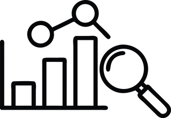 Poster - Analyzing business data with bar chart line graph and magnifying glass for market research growth
