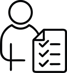 Poster - Person holding checklist form survey questionnaire task management todo list vector graphic icon
