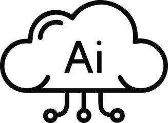 Poster - Outline ai cloud computing technology icon for machine learning and neural network solutions design