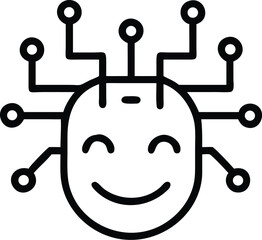 Poster - Ai robot face with happy expression vector icon for artificial intelligence technology concept design