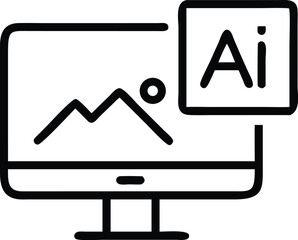 Fototapete - Ai graphic design software on computer screen for vector illustration and digital art creation