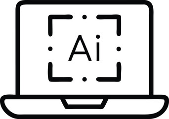Fototapete - Ai computer laptop artificial intelligence machine learning technology vector graphics icon design