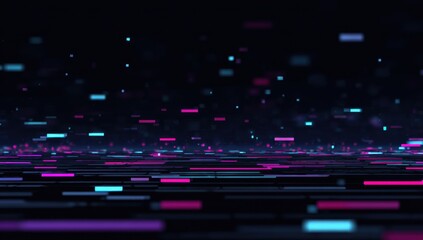 Poster - Abstract data field with neon lines