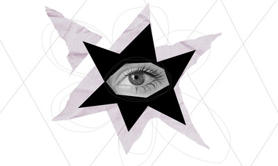 Poster - Abstract eye within a star design showcasing creativity and modern art