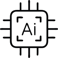 Poster - Ai artificial intelligence chip processor machine learning neural network technology icon vector graphic