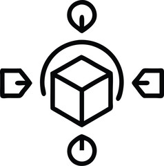 Fototapete - Isometric cube with directional arrows and circular elements for product presentation design concept