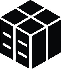 Fototapete - Abstract black cube with internal dividers and isometric perspective