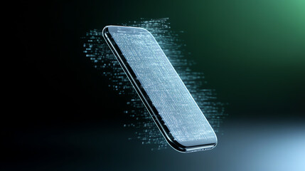 Poster - A futuristic smartphone floating in digital space, showcasing advanced technology and innovation with a sleek design.