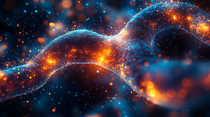 Poster - A mesmerizing abstract representation of molecular structures illustrating energy and light in a vibrant cosmic atmosphere.