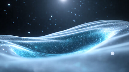 Leinwandbilder - A mesmerizing wave of glowing particles symbolizes the wonders of the universe, creating an ethereal atmosphere of mystery.