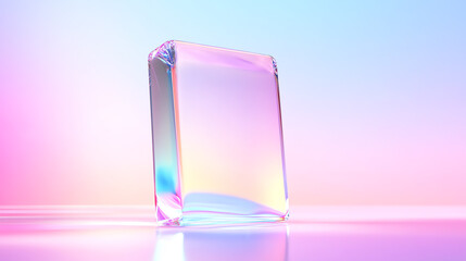 Aufkleber - A stunning glass block reflecting vibrant pastel colors, creating a serene and modern aesthetic perfect for creative projects.
