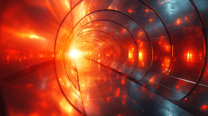 Aufkleber - A surreal view of a glowing tunnel, featuring vibrant colors and dynamic light patterns that create a captivating visual experience.