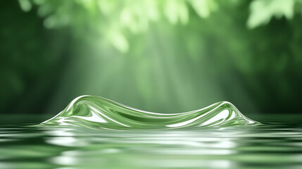 Aufkleber - A tranquil scene featuring water gently rippling under soft sunlight filtering through leaves, evoking peace and serenity.