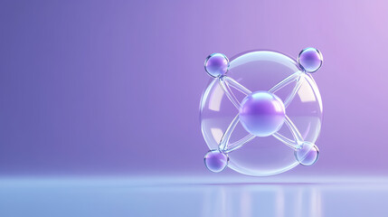 Poster - A visually striking 3D illustration of a molecular structure against a soft purple background, symbolizing innovation and discovery.