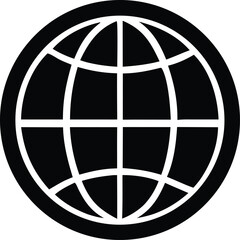 Poster - Simple black and white globe icon representing global connectivity