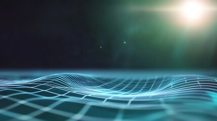 Aufkleber - Abstract digital wave representation in blue tones with glowing effects, perfect for technology and futuristic concepts.