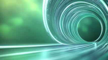 Leinwandbilder - Abstract futuristic tunnel with glowing light effects, conveying a sense of movement and depth in a digital landscape.