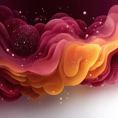 Poster - Abstract Cloudscape: A mesmerizing abstract composition, the image showcases layered cloud-like forms in rich hues of red, orange, and purple.