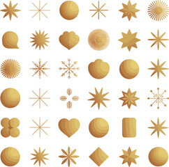 Poster - Golden christmas shapes vector set decorative design elements holiday season festive ornament collection art editable stock vector illustration
