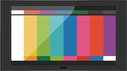 Poster - Retro television test pattern vector graphic design vintage tv screen colorful bars broadcast signal 100 characters editable stock vector illustration