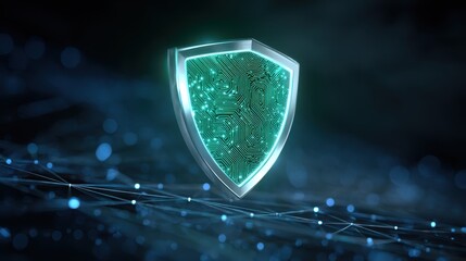 Aufkleber - Digital shield with circuit patterns, symbolizing cybersecurity and protection in a tech-focused environment.