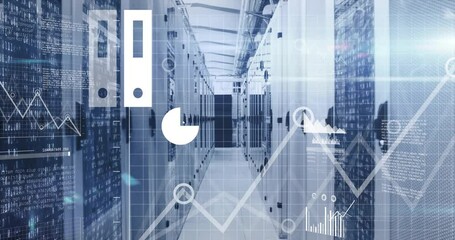 Poster - Cloud appearing in corridor starting data flow with growing charts pulsing and fading overlays