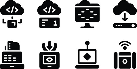 Aufkleber - Vector icons set of cloud computing, networking, server, technology, and data related concepts design editable stock vector illustration
