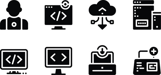 Aufkleber - Developer icons pack vector illustration of coding cloud server and programming for web design 100px editable stock vector illustration