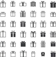 Poster - Vector gift box set collection present boxes with ribbon bow for birthday christmas holiday celebration editable stock vector illustration
