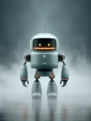 Poster - Futuristic Companion: A sleek, modern robot stands confidently.