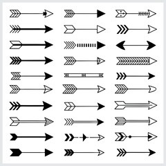 Poster - Collection of various white arrows on transparent background, concept for graphic design elements, website design, and user interface