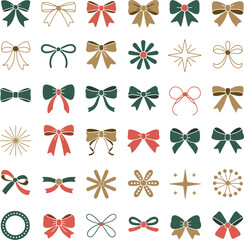 Poster - Vector graphic of christmas bows and decorative elements for holiday design and festive backgrounds use 100 editable stock vector illustration