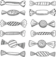 Poster - Hand drawn candy illustration vector graphic design for halloween or party decorations and backgrounds editable stock vector illustration