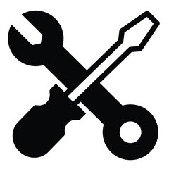 Fototapete - Screwdriver with wrench solid icon, repair service concept. Vector graphics. Repair tools sign on white background, style mobile or design.
