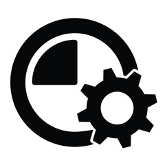 Poster - Gear with stopwatch solid icon, repair service concept. Vector graphics. Cogwheel and clock timer sign on white background, style mobile or design.