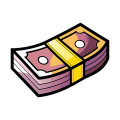 Poster - Stack of money in comic book style, pop art on transparent background  