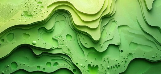 Poster - Abstract green layered texture with smooth curves and organic shapes