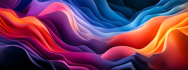 Poster - Abstract background with colorful waves and swirls, vibrant colors, dynamic shapes, high resolution, detailed texture, glowing highlights, dark background, 