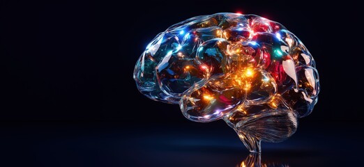 Poster - Colorful abstract brain sculpture representing creativity and intelligence in modern art