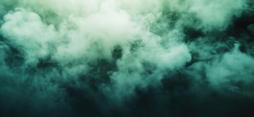 Poster - Mysterious green smoke background with swirling patterns and ethereal atmosphere