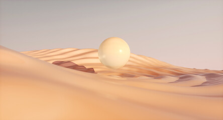 Poster - Futuristic landscape background with sphere on ripple effect. 3d rendering