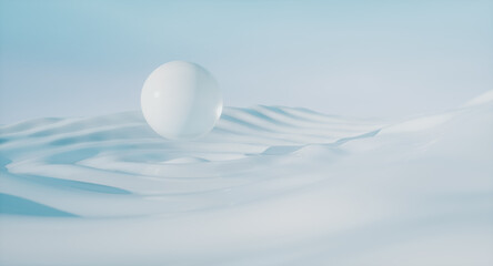 Poster - Futuristic landscape background with sphere on ripple effect. 3d rendering