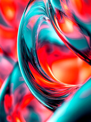 Leinwandbilder - Abstract composition depicting a flow of colored glass. The glare of the light accentuates the smoothness of the surface, while the undulating shapes add dynamism to the composition