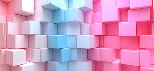 Poster - Colorful 3D Cubes Arrangement in Pink and Blue Tones for Modern Design