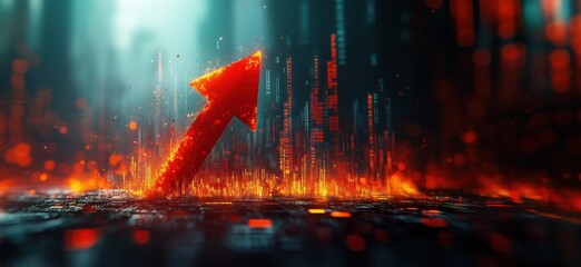 Poster - Dynamic upward arrow symbolizing growth and progress in digital technology landscape