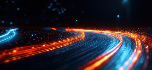 Poster - Dynamic light trails creating vibrant patterns in dark urban environment